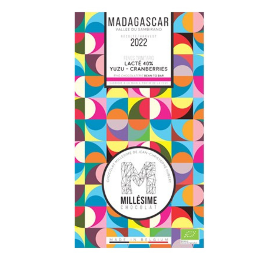 Chocolat Lait 40% Yuzu Cranberries 70gr MILLESIME