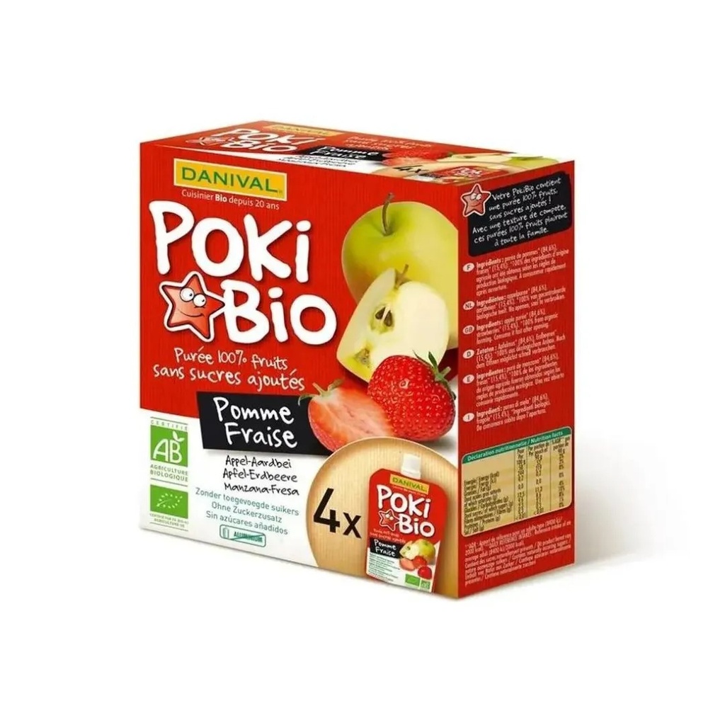 Poki Pomme Fraise 4x90gr Danival