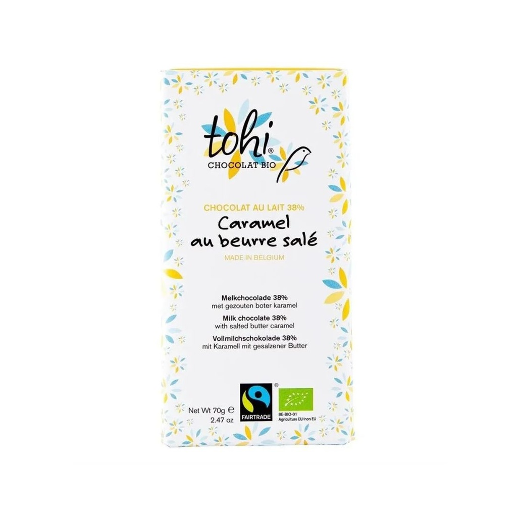 Chocolat Lait Caramel Beurre Sale 70gr Tohi