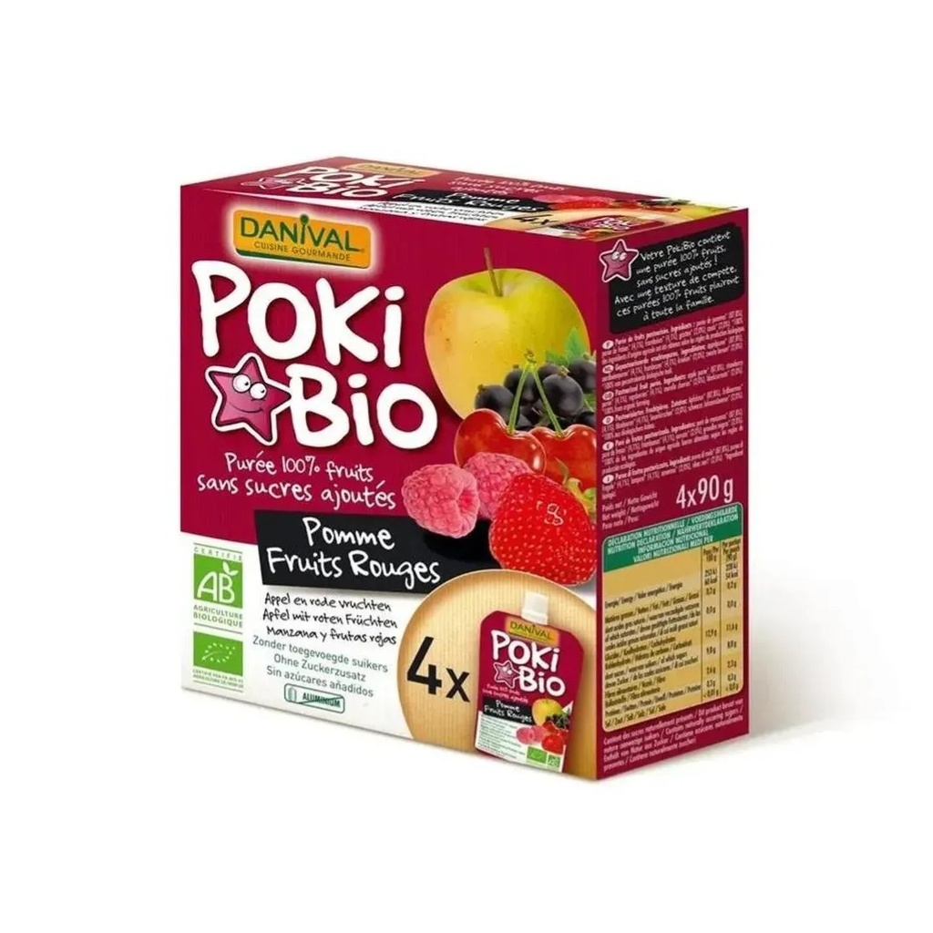 Poki Pomme Fruits Rouges 4x90gr Danival