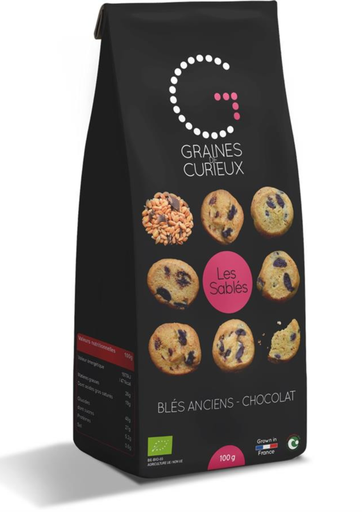 Sablés au chocolat blés anciens 100g Graines de Curieux