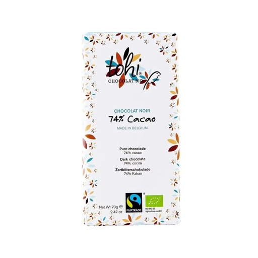Chocolat Noir 72% Cacao 70gr Tohi