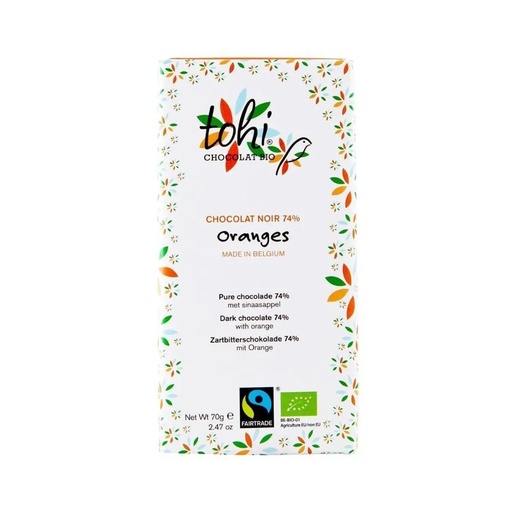 Chocolat Noir Oranges Ameres 70gr Tohi