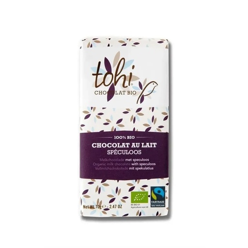 Chocolat Lait 37% Speculoos 70g Tohi