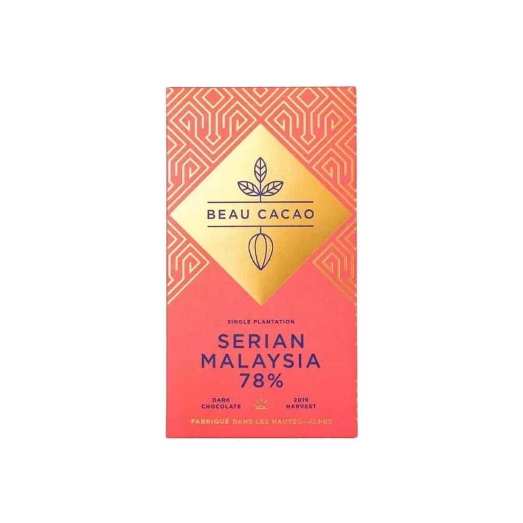 Chocolat Noir 78% Serian Malaisie 55gr Beau Cacao