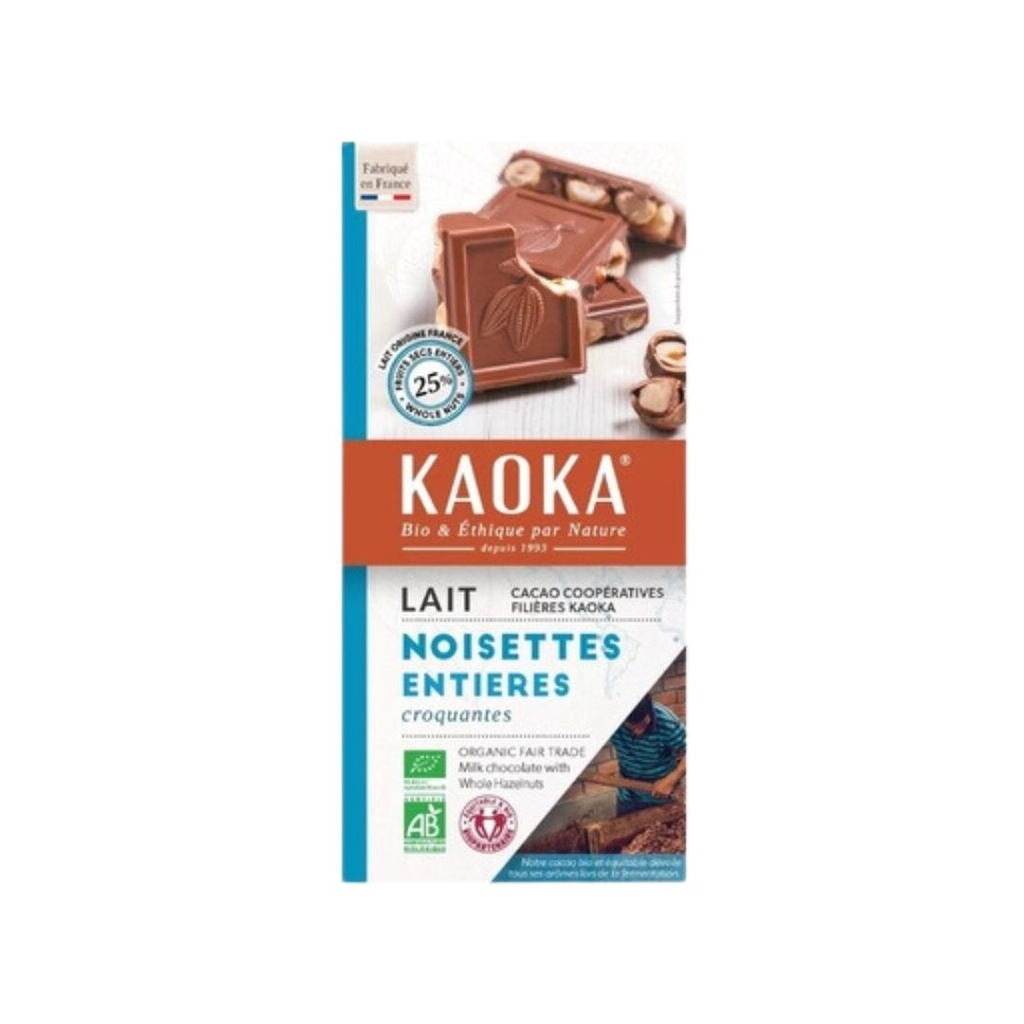 Kaoka Chocolat lait noisettes entières Bio