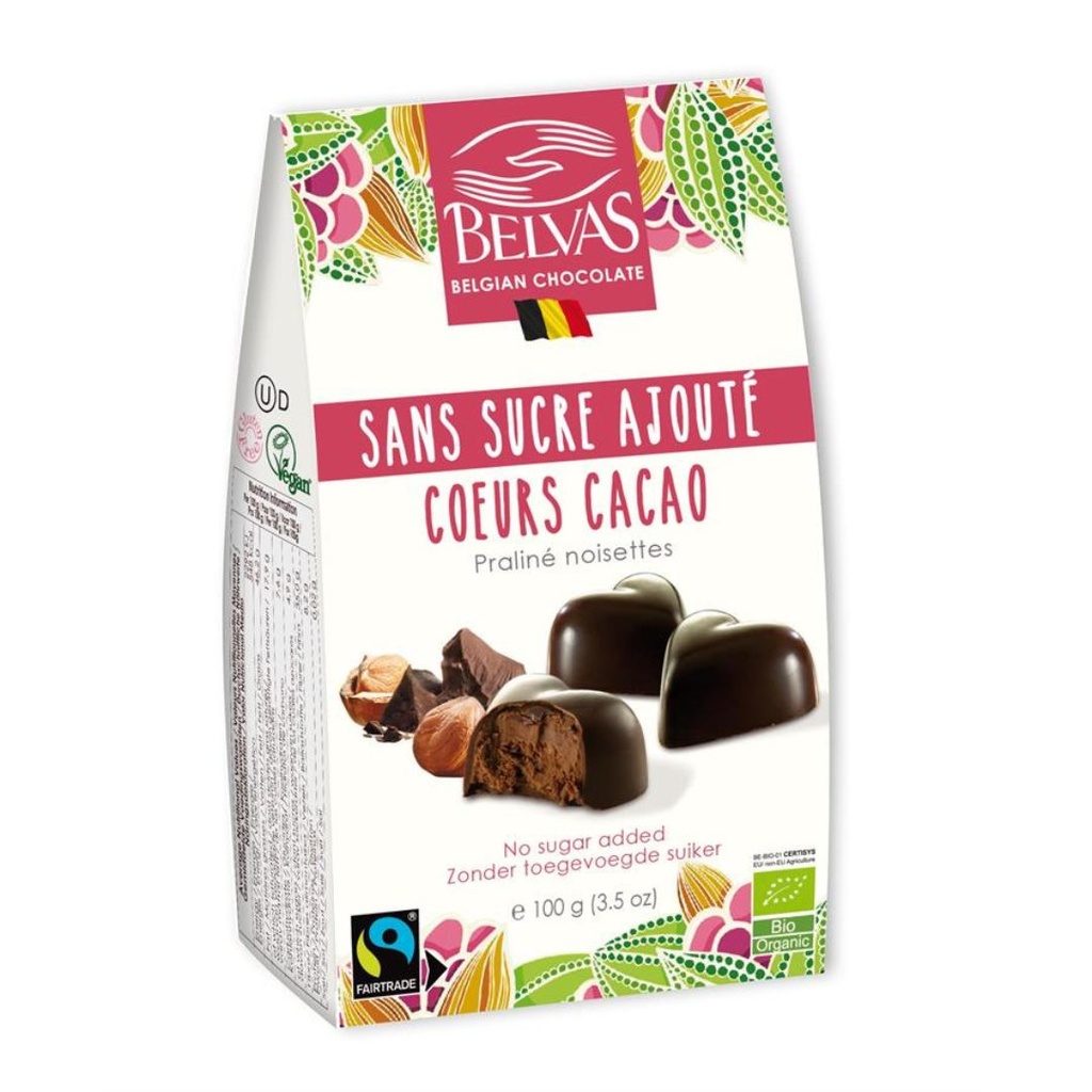 Pralines Cocoa Hearts 100gr Belvas
