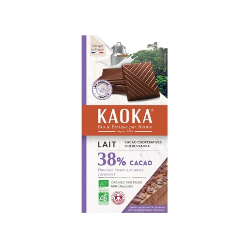 Chocolat au lait 38% 100g Kaoka