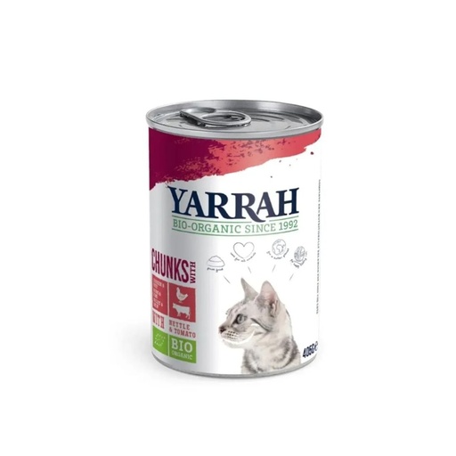Yarrah Cat Morceaux Poulet- Boeuf Ortie & Tomate 405g